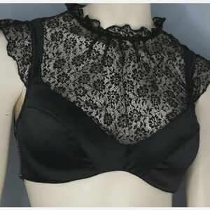 Victoria's Secret Dream Angels Black Satin & Lace Lined Plunge Bra | 32D